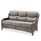 Oversized 3-Seat Wicker Sofa for Outdoor Patio – High Back & Extra Thick Cushions / NT Series - Belord