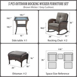 Rocking Chairs Set with Side Table and Ottoman, NDS Series - Belord