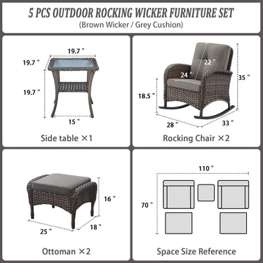 Rocking Chairs Set with Side Table and Ottoman, NDS Series - Belord