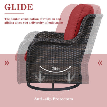 Save 60% - Swivel Glider Chairs Set with Side Table, NTC Series - Belord