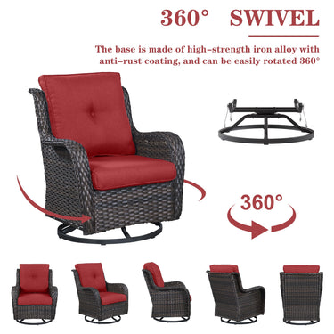 Patio Conversation Set 6-Piece with Sofa, Swivel Glider Chairs, Coffee Table, and Ottoman, NTC Series - Belord
