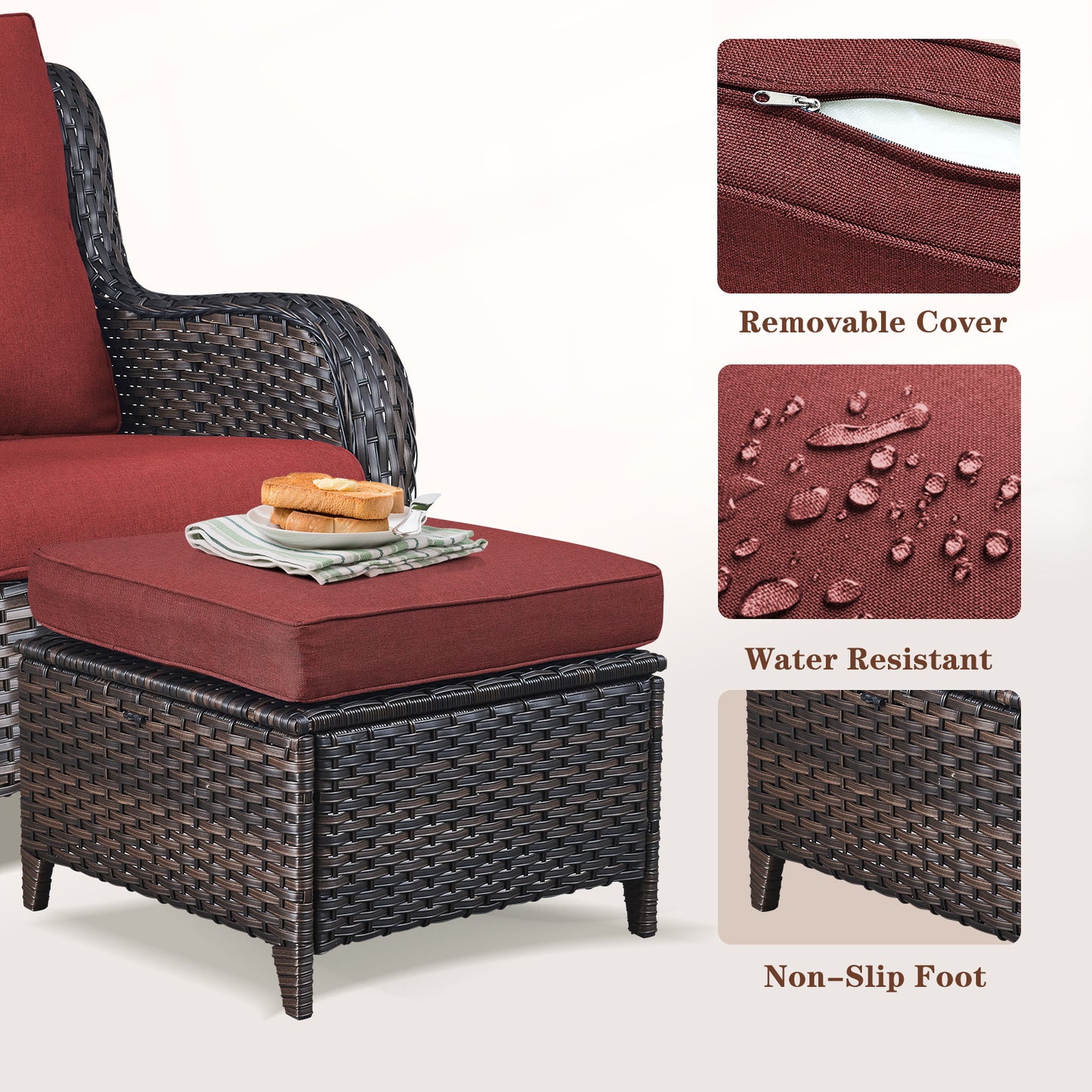 Outdoor PE Rattan Ottoman, NTC Series
