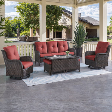 Patio Conversation Set 6-Piece with Sofa, Swivel Glider Chairs, Coffee Table, and Ottoman, NTC Series - Belord