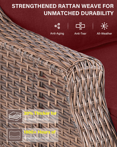 6-Piece Luxury Outdoor Patio Set - High Back Wicker Swivel Glider Chairs with Sofa & Ottoman, Ovolo Series - Belord