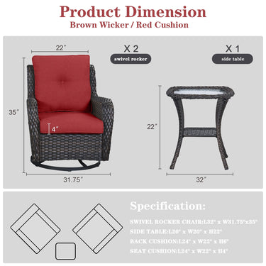 Save 60% - Swivel Glider Chairs Set with Side Table, NTC Series - Belord