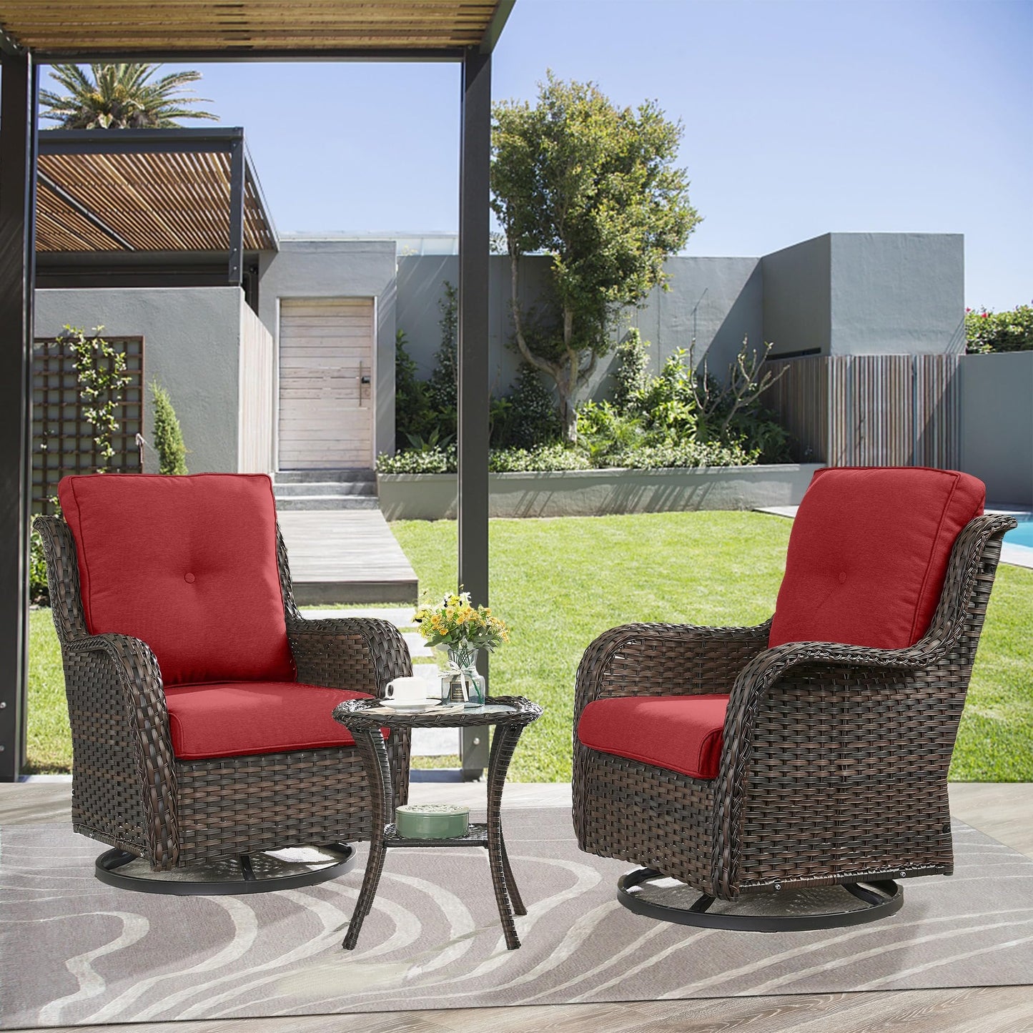 Swivel Glider Chairs Set with Side Table, NTC Series