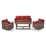 Luxury 4-Piece Patio Furniture Set with Swivel Chairs & Coffee Table - BBR Series - Belord