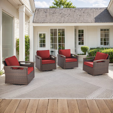 Luxury 4-Piece Patio Furniture Set with Swivel Rocking Chairs - Heavy Duty All-Weather PE Wicker, BBR Series - Belord
