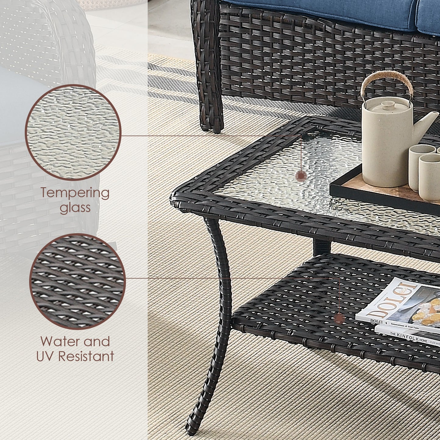 Outdoor 40" PE Rattan Coffee Table, NTC Series - B2B Wholesale