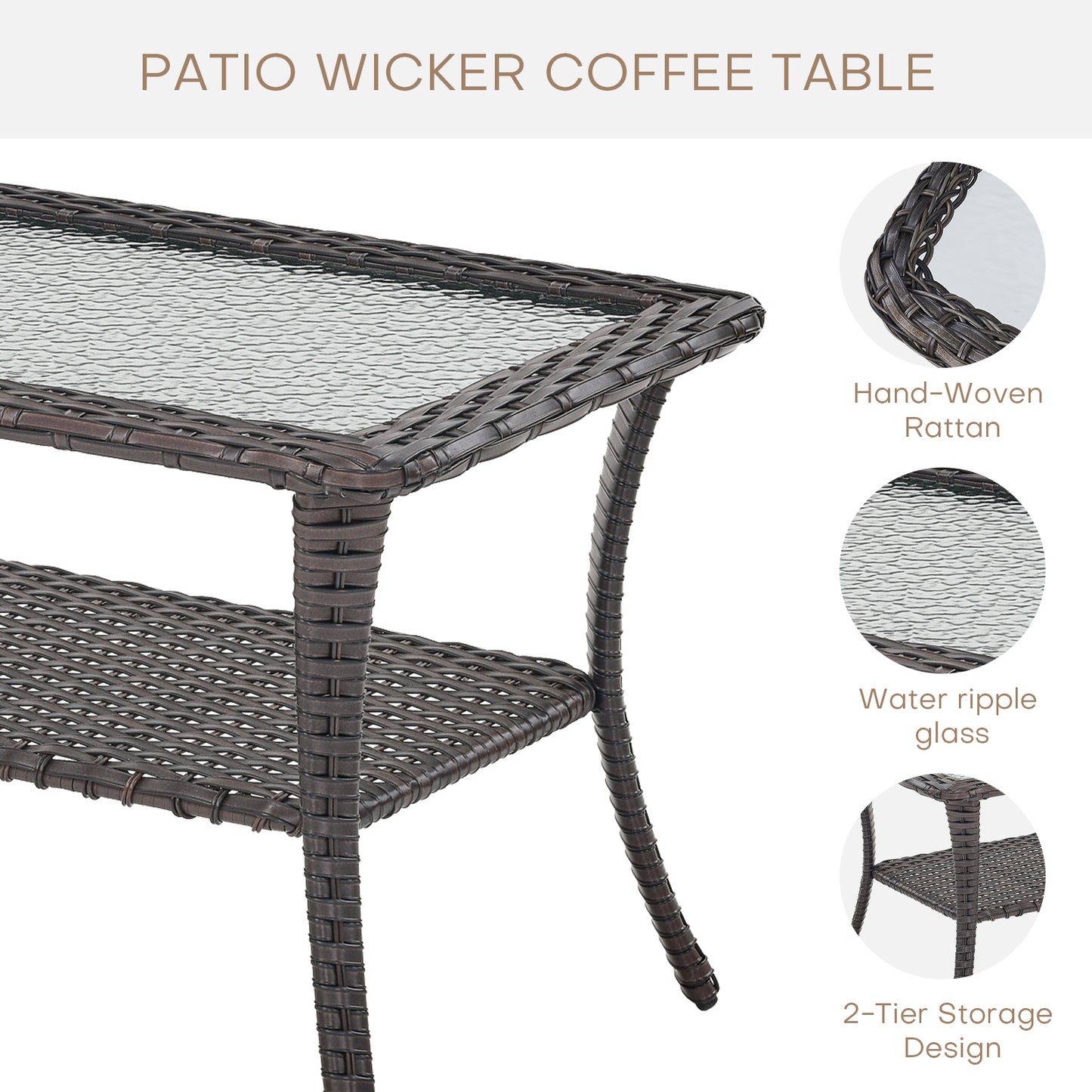 Outdoor 40" PE Rattan Coffee Table, NTC Series - B2B Wholesale