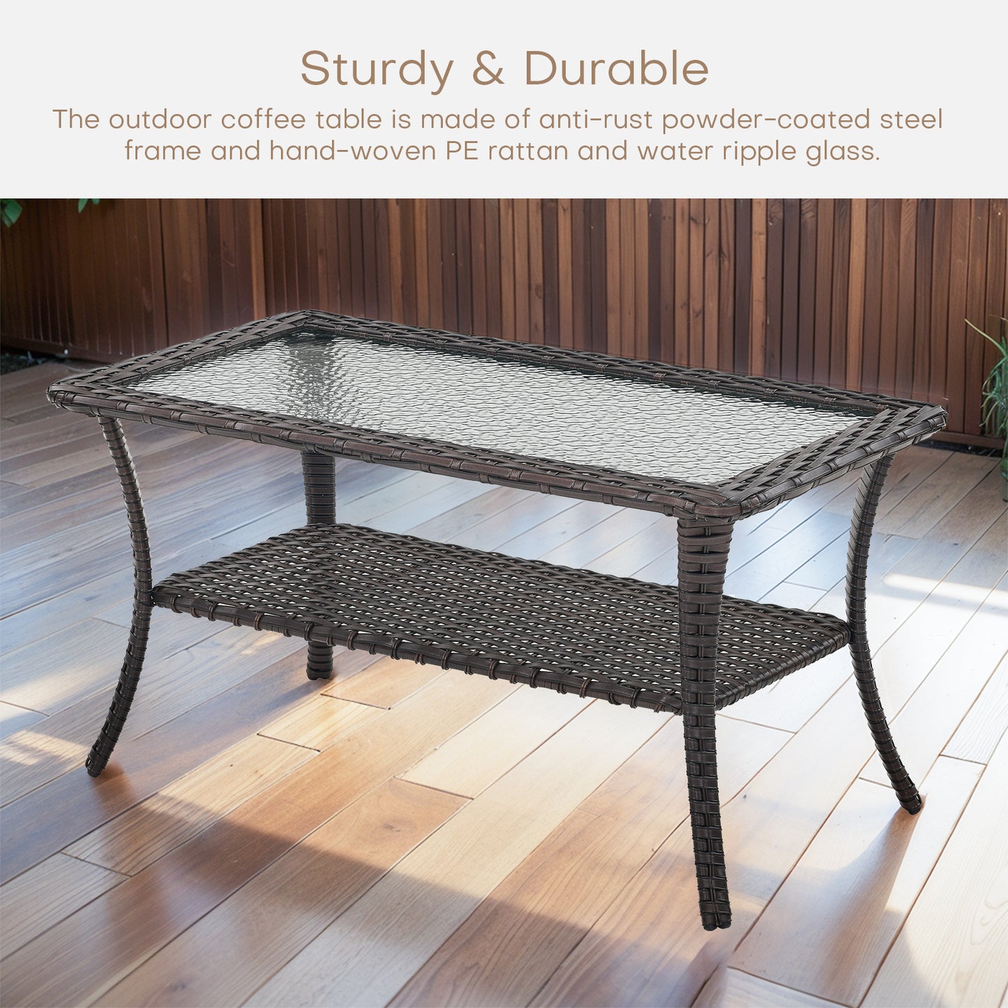 Outdoor 40" PE Rattan Coffee Table, NTC Series - B2B Wholesale