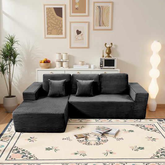 Save 50% - 108" Modular Cloud Sectional Couch with L-Shape Chaise - Deep Seat Upholstered Couch for Living Room & Bedroom, No Assembly Required (Modern Design)