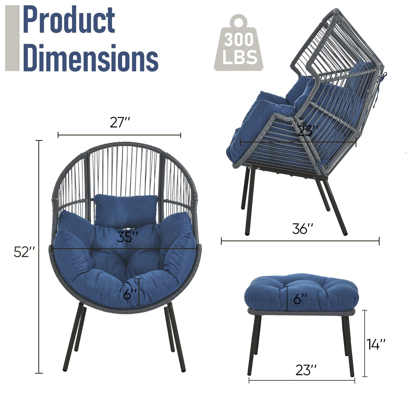 Save 60% - Egg Chair Set with Ottoman