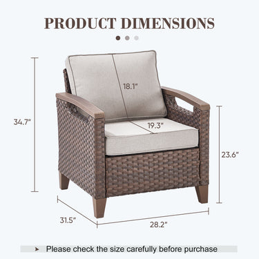 BBR Series 2-Piece Patio Chairs - PE Wicker with Thick Cushions & Metal Frame - Belord