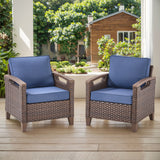 BBR Series 2-Piece Patio Chairs - PE Wicker with Thick Cushions & Metal Frame - Belord