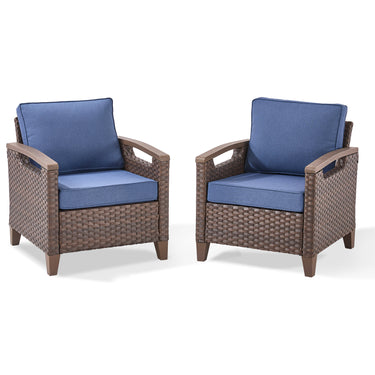BBR Series 2-Piece Patio Chairs - PE Wicker with Thick Cushions & Metal Frame - Belord
