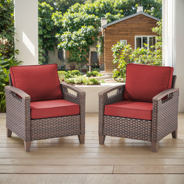 BBR Series 2-Piece Patio Chairs - PE Wicker with Thick Cushions & Metal Frame - Belord