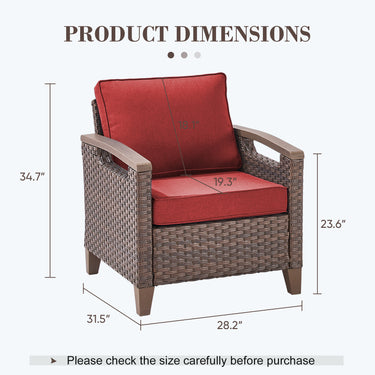BBR Series 2-Piece Patio Chairs - PE Wicker with Thick Cushions & Metal Frame - Belord