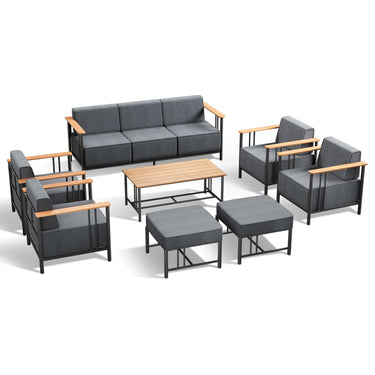Belord 8-piece outdoor patio furniture set with thick cushions from the BINGLI Series, includes chairs and table for outdoor comfort.