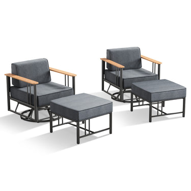 Belord 4-piece patio set with two swivel chairs and two ottomans from the BINGLI Series, outdoor furniture for relaxing and entertaining.