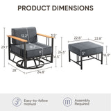 Belord 4-piece patio set with two swivel chairs and two ottomans from the BINGLI Series, ideal for outdoor conversation spaces.