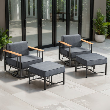 Belord 4-piece patio set with two swivel chairs and two ottomans from the BINGLI Series, outdoor furniture for relaxing outdoor spaces