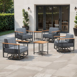 Belord 6-piece patio conversation set with four swivel chairs and two side tables from the BINGLI Series.