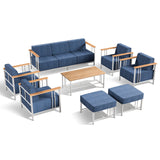 Belord 8-piece outdoor patio furniture set with white cushions, featuring a modern design and durable construction.