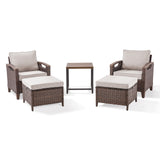 Belord 5-piece patio set with two chairs, ottomans, and side table from the BBR Series, outdoor conversation furniture.