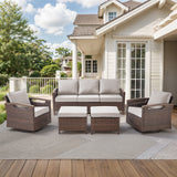 Belord 5-piece patio sofa set with swivel chairs and ottomans, outdoor conversation furniture in stylish BBR series.