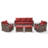 Belord 5-piece patio sofa set with swivel chairs and ottomans from the BBR Series, featuring comfortable outdoor seating.