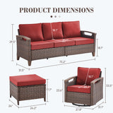 Belord 5-piece patio sofa set with swivel chairs and ottomans from the BBR Series, featuring comfortable outdoor seating and modern design.