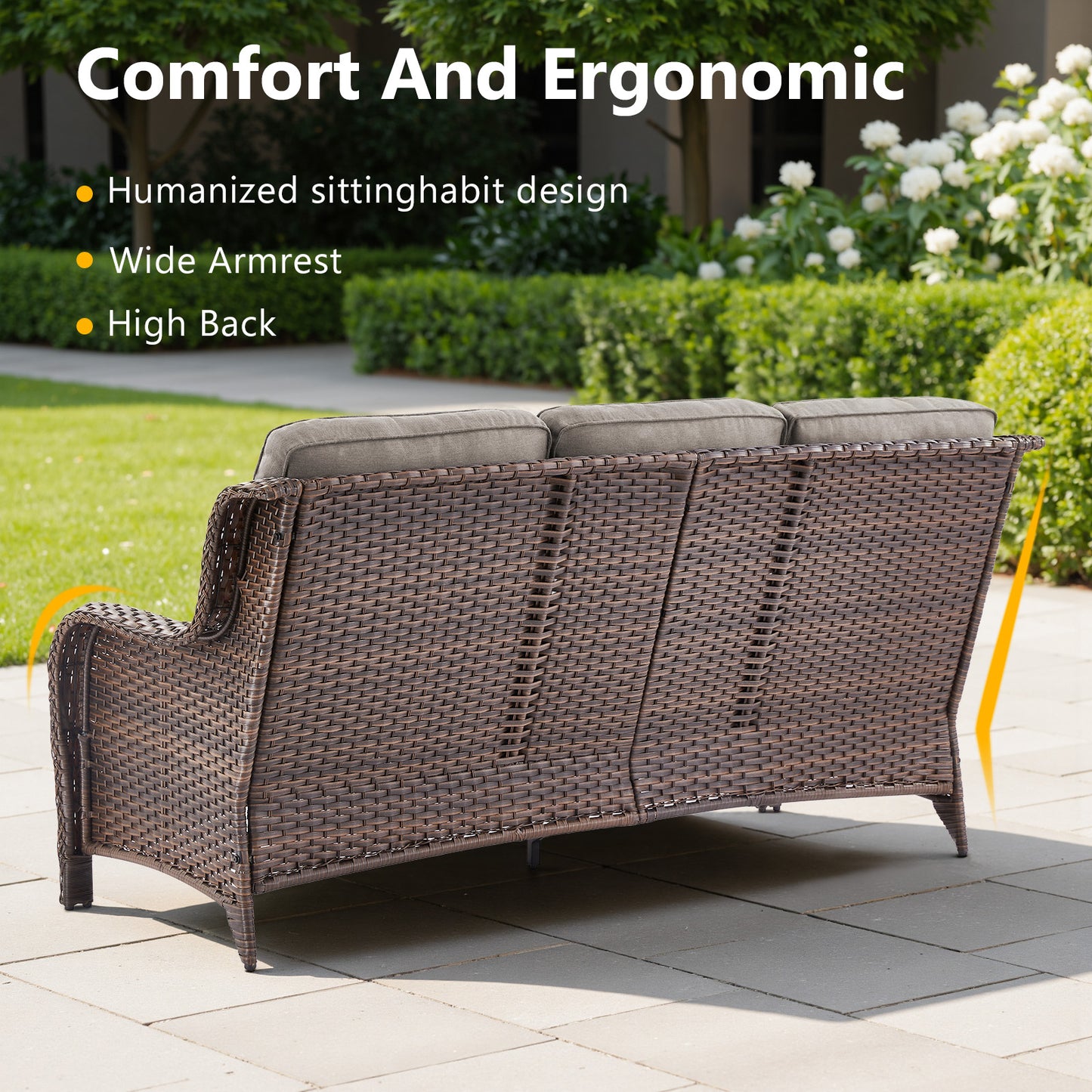 9-Piece Wicker Patio Lounge Set – Sofa, 2 Swivel Rocker Chairs, Coffee Table, 2 Ottomans, 2 Adjustable Chaise Lounges & Side Table, NTC Series