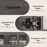 Modern Belord kitchen pantry cabinet with power outlet, wine glass rack, adjustable shelves, microwave stand, and freestanding design.