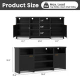 Modern farmhouse TV stand for 75-inch TVs by Belord, mid-century style media console with integrated LED lights.
