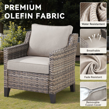 Belord 2-piece patio chairs set with all-weather wicker and thick cushions, designed for outdoor comfort and style.