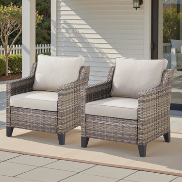 Belord 2-piece patio chairs set with all-weather wicker and thick cushions, ideal for outdoor seating and relaxation.