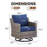 Belord FG Series 4-piece patio set with high-back swivel rocker chairs, PE wicker frames, and padded cushions for outdoor comfort.