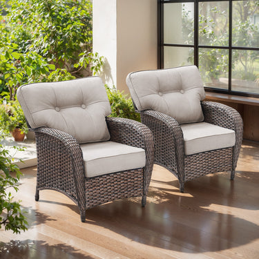 Premium Outdoor Patio Chairs (Set of 2) – Wide T-Back Design & 5" Thick Cushions, T Series - Belord
