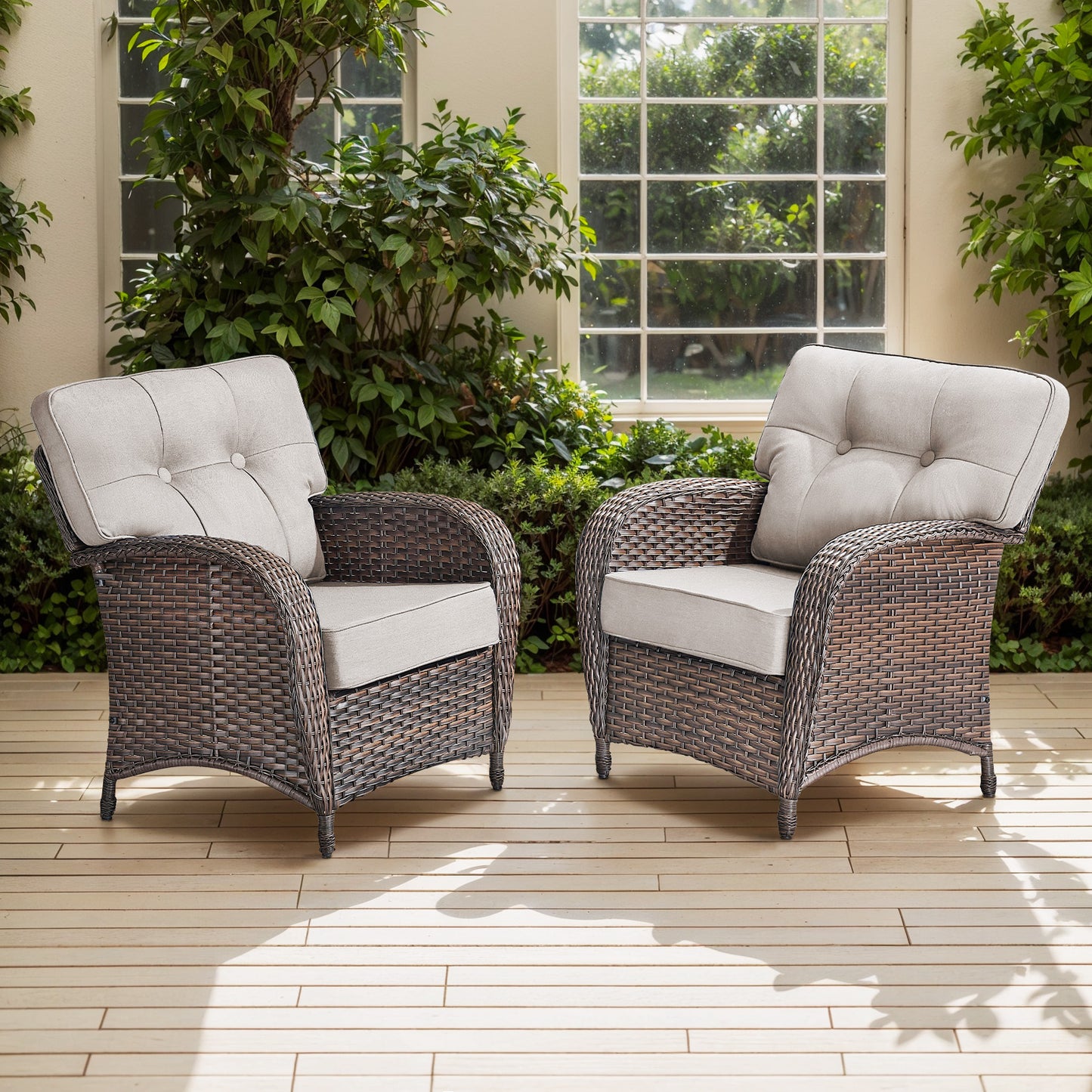Premium Outdoor Patio Chairs (Set of 2) – Wide T-Back Design & 5" Thick Cushions, T Series