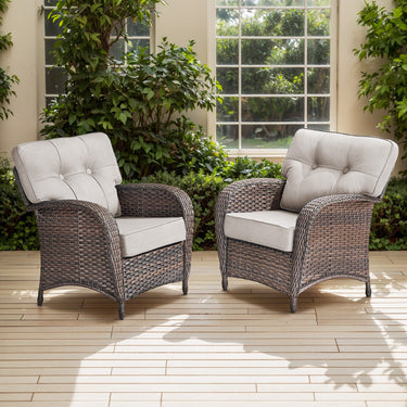 Premium Outdoor Patio Chairs (Set of 2) – Wide T-Back Design & 5" Thick Cushions, T Series - Belord