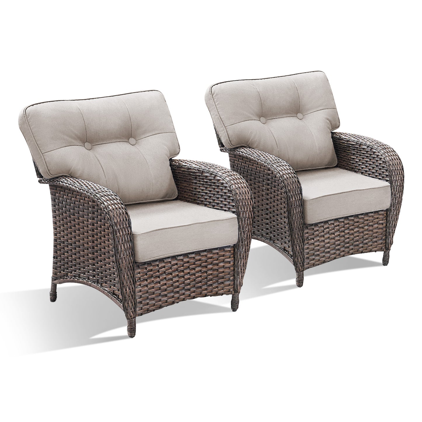 Premium Outdoor Patio Chairs (Set of 2) – Wide T-Back Design & 5" Thick Cushions, T Series