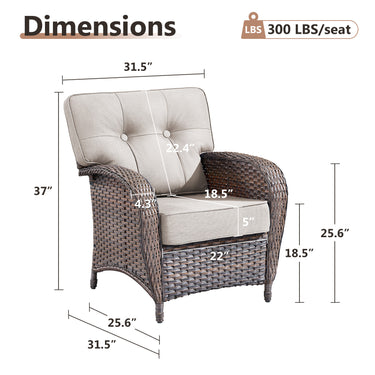 Premium Outdoor Patio Chairs (Set of 2) – Wide T-Back Design & 5" Thick Cushions, T Series - Belord