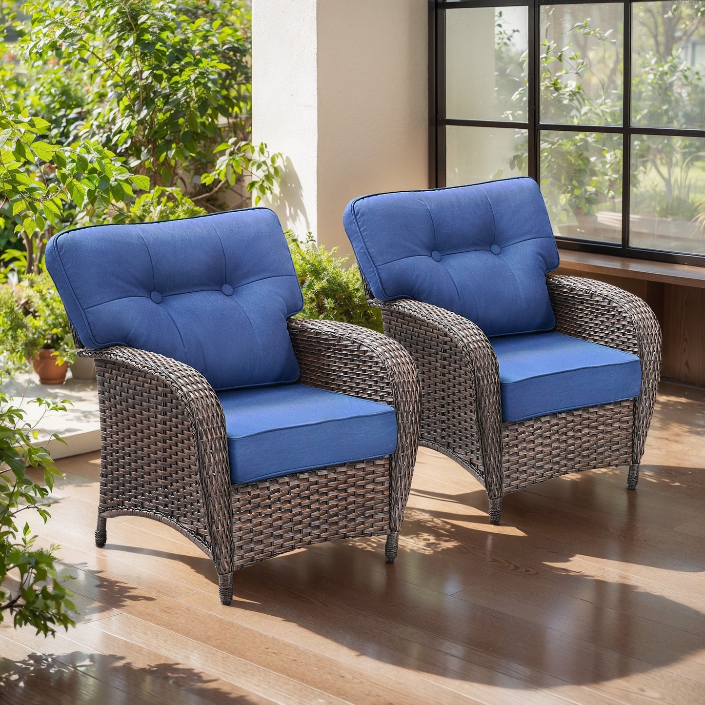 Premium Outdoor Patio Chairs (Set of 2) – Wide T-Back Design & 5" Thick Cushions, T Series