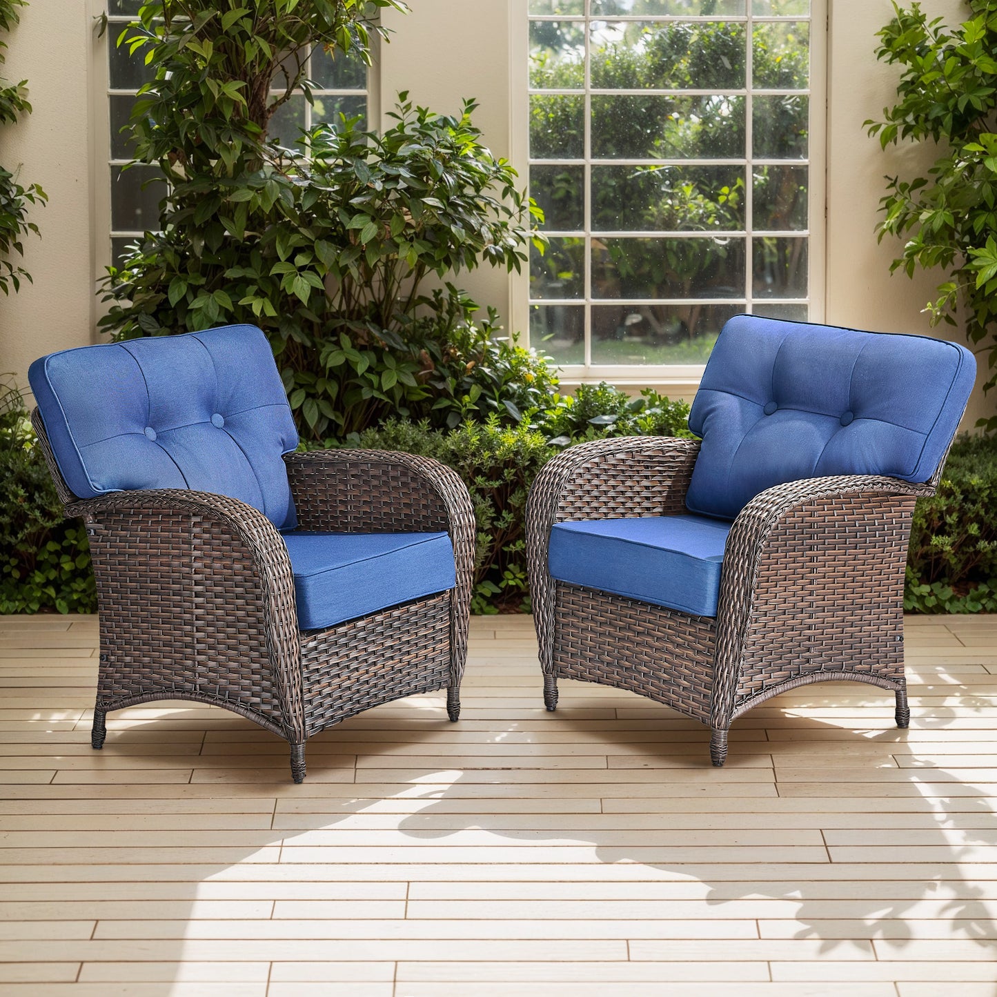 Premium Outdoor Patio Chairs (Set of 2) – Wide T-Back Design & 5" Thick Cushions, T Series