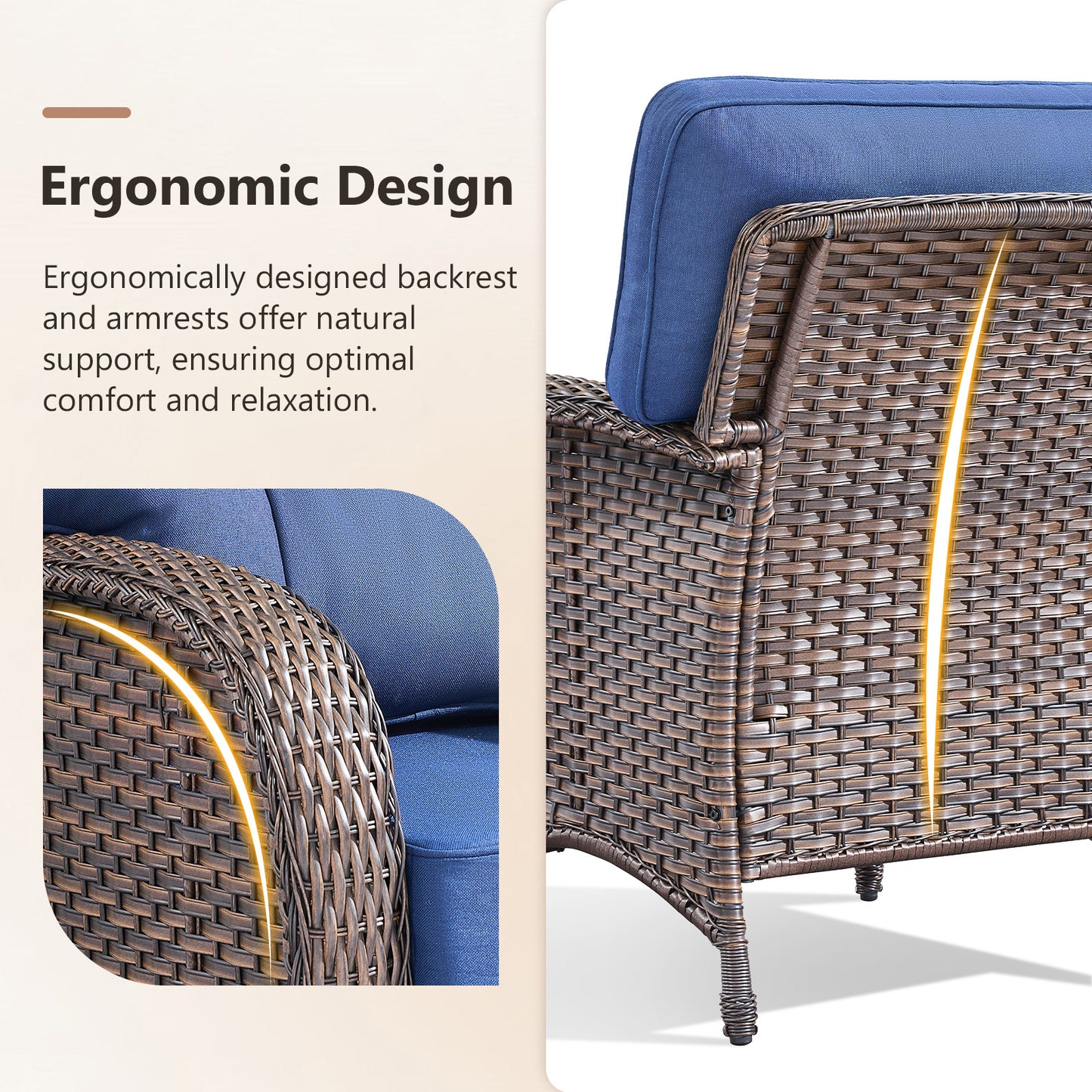 Premium Outdoor Patio Chairs (Set of 2) – Wide T-Back Design & 5" Thick Cushions, T Series