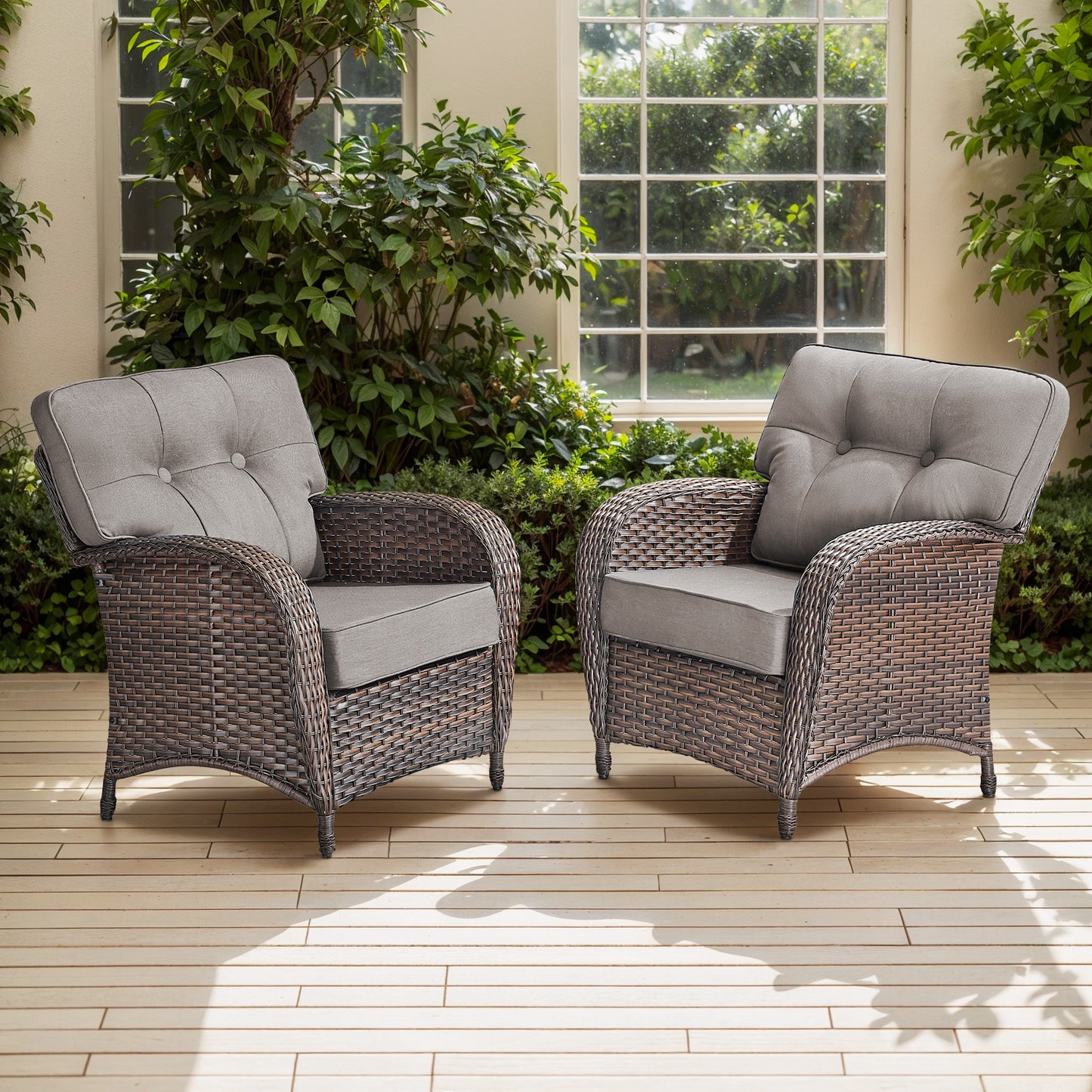 Premium Outdoor Patio Chairs (Set of 2) – Wide T-Back Design & 5" Thick Cushions, T Series