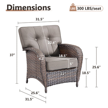 Premium Outdoor Patio Chairs (Set of 2) – Wide T-Back Design & 5" Thick Cushions, T Series - Belord