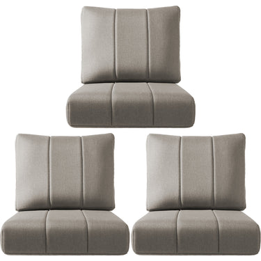 Set of three Belord luxury outdoor seat cushions, 24x24x6 inches, water-resistant patio cushions for outdoor chairs and sofas.