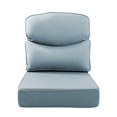 Belord patio deep seat cushion with 6-inch thickness, 24x24 inches, Olefin fabric, removable cover, in beige color.